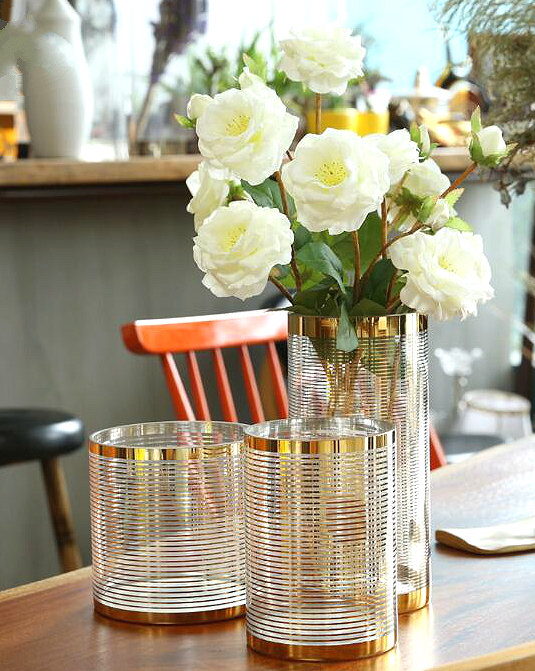 HA 008 Gold Plating Glass Vase 3-Piece