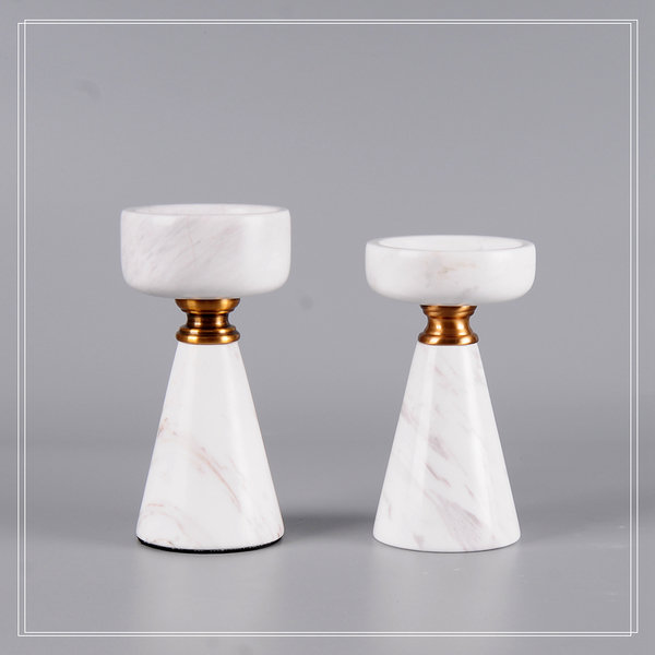 DECO 005 Natural Marble Candle Holder Set Building Materials Online