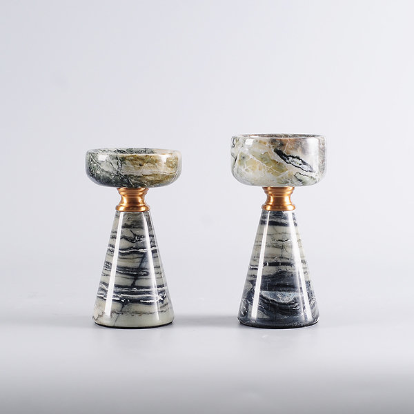 DECO 004 Natural Marble Candle Holder set