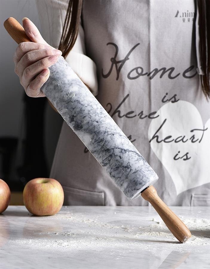 U 010 Marble Rolling Pin With Wood Wooden Handles Building Materials   Large 