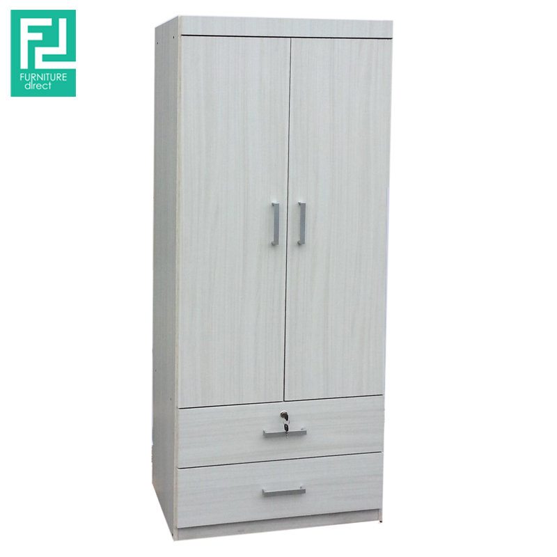 CORONA 2 Door 2 Drawer Wardrobe - White Beech