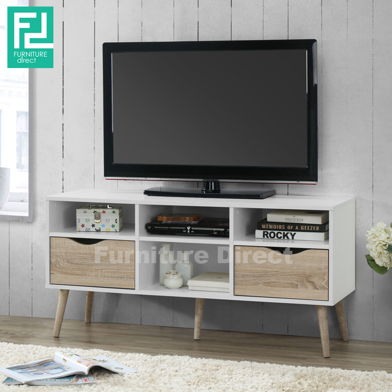 ALICE 4ft TV cabinet with 2 drawers-oak