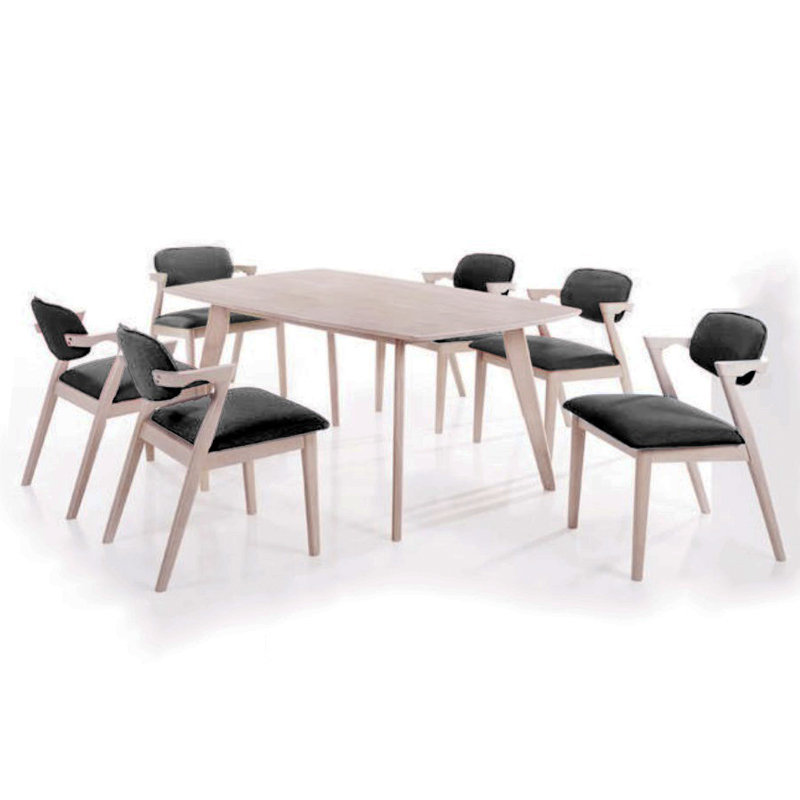 Berlin II 6 seater solid wood dining set-grey
