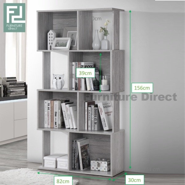 JAYDEN bookshelf divided-grey oak