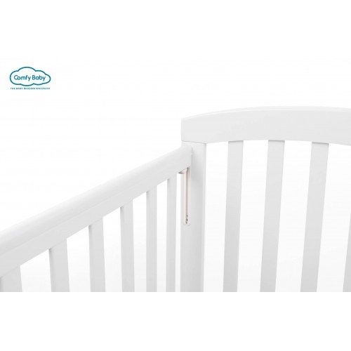 COMFYBABY solid wood drop sided baby cot with adjustable level- white