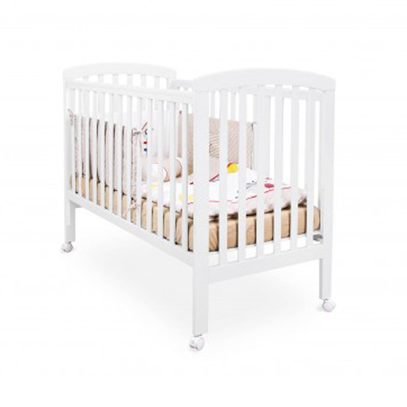 COMFYBABY solid wood drop sided baby cot with adjustable level- white
