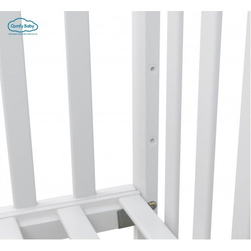COMFYBABY solid wood drop sided baby cot with adjustable level- white