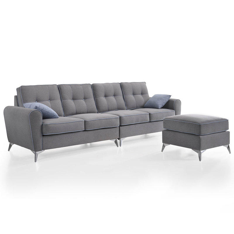 MIA L shaped 4 seater sofa in washable cover-Grey