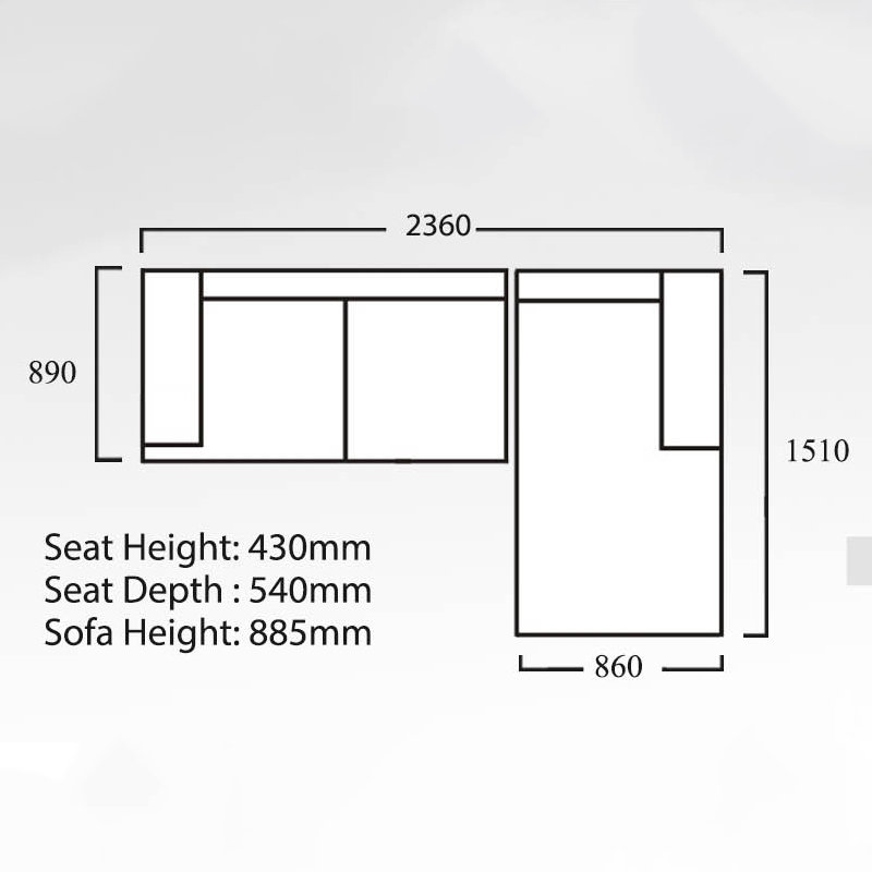 SOPHIA L shaped 3 seater waterproof sofa -Grey