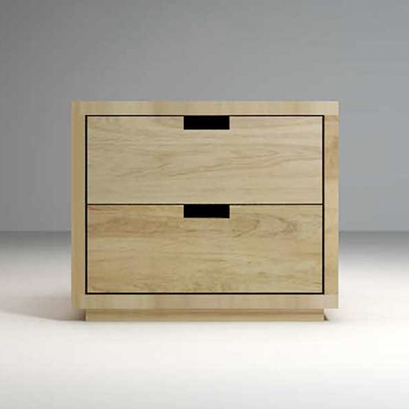 Oakano INFINITE full solid oak 2 drawers bedside table-oak