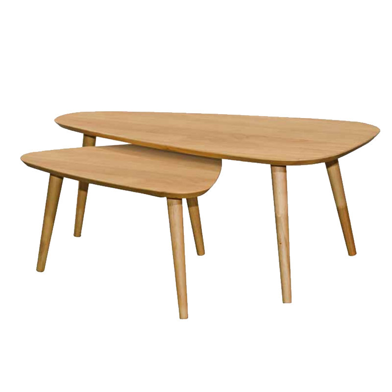 HAIDIA full solid wood nest of table set- natural