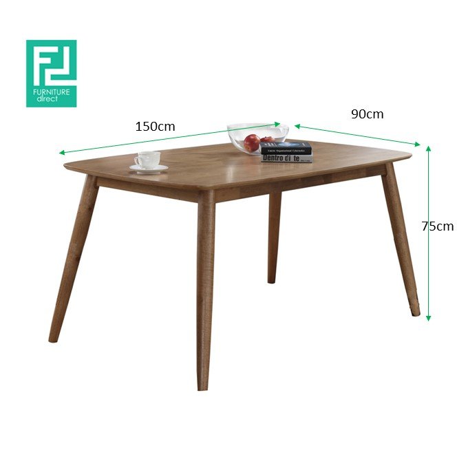 BERLIN full solid rubberwood 150x90cm dining table