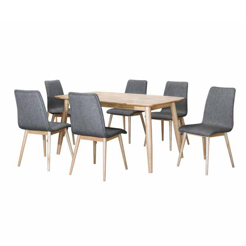 OSLO 150x90cm full solid wood 6 seater dining set-natural