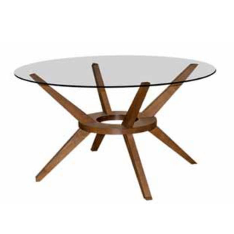 BOSTON D140cm beechwood glasstop round dining table