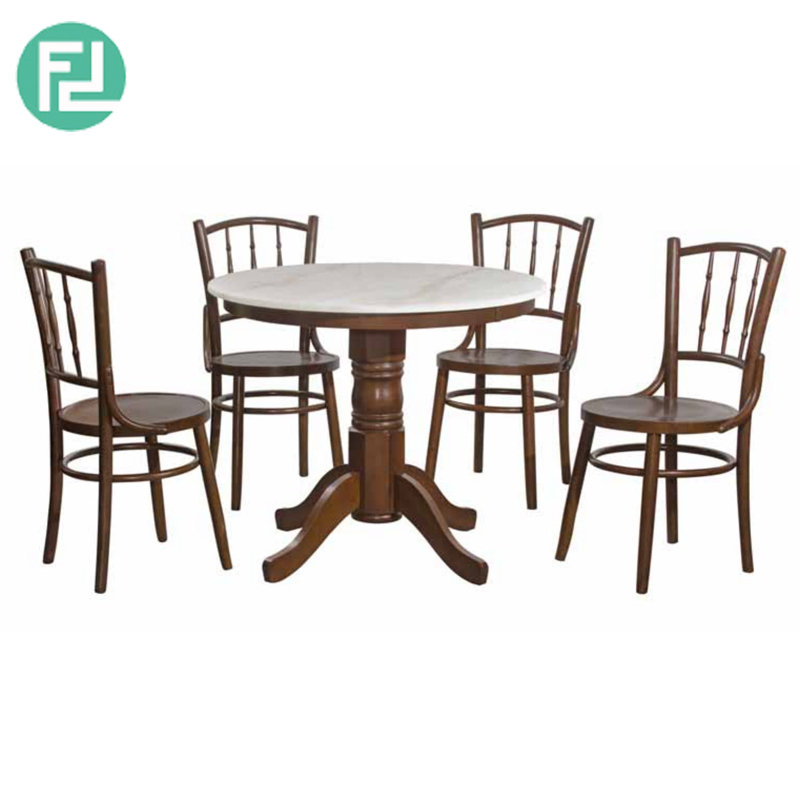 SHANGHAI 3ft real marble 4 seater dining set kopitiam set-walnut