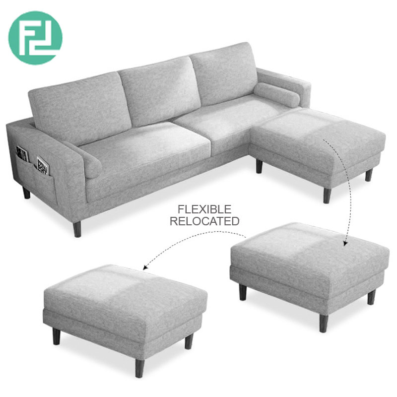 GRACE 3 seater L shaped washable cover sofa-Grey