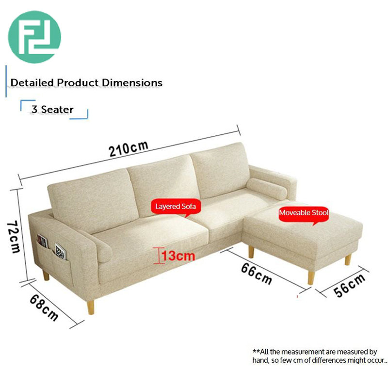 GRACE 3 seater L shaped washable cover sofa-Grey