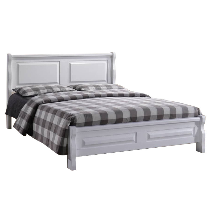 VICTORIA full solid wood queen size bed frame-White