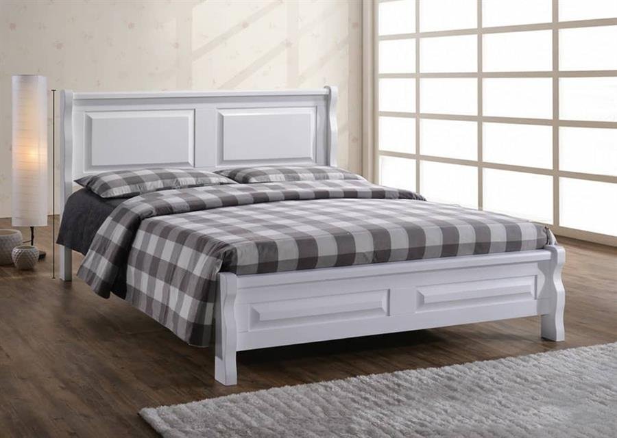 VICTORIA full solid wood queen size bed frame-White