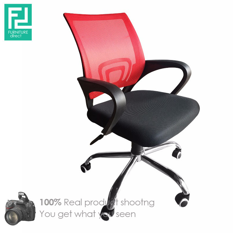 Furniture Direct breathable mesh office Chair with chrome leg - red