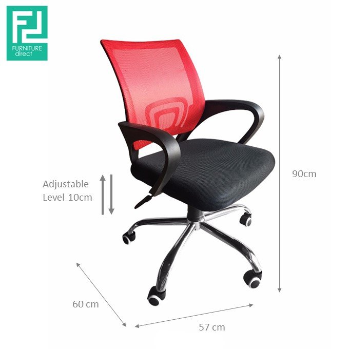 Furniture Direct breathable mesh office Chair with chrome leg - red