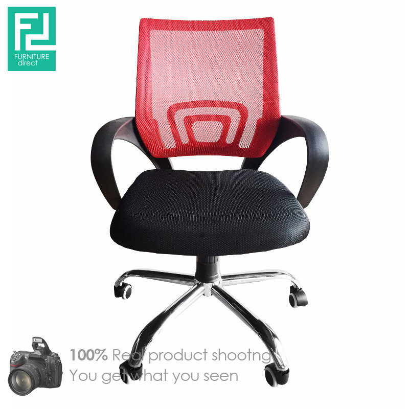 Furniture Direct breathable mesh office Chair with chrome leg - red