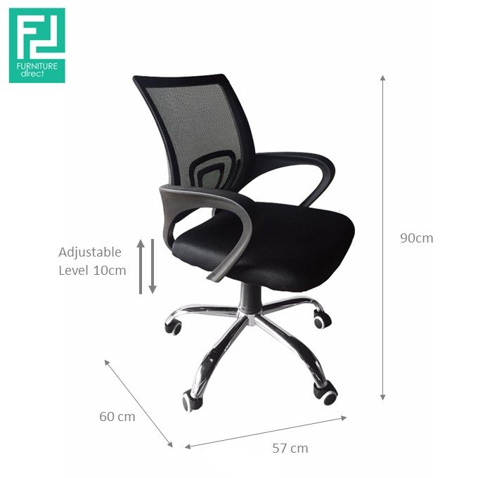 Furniture Direct breathable mesh office Chair with chrome leg - black