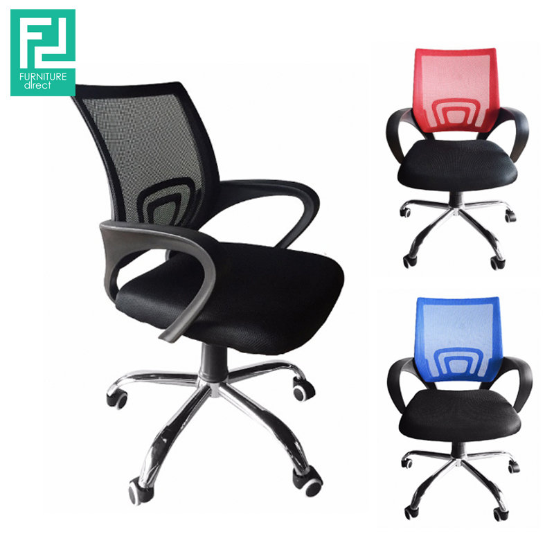 Furniture Direct breathable mesh office Chair with chrome leg - blue
