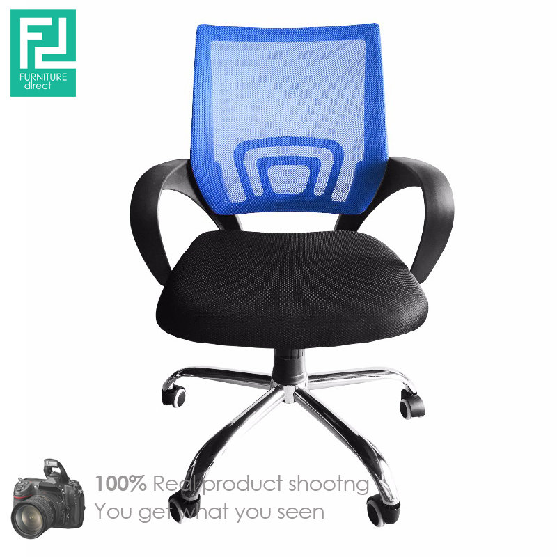 Furniture Direct breathable mesh office Chair with chrome leg - blue