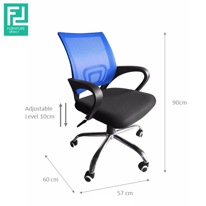 Furniture Direct breathable mesh office Chair with chrome leg - blue