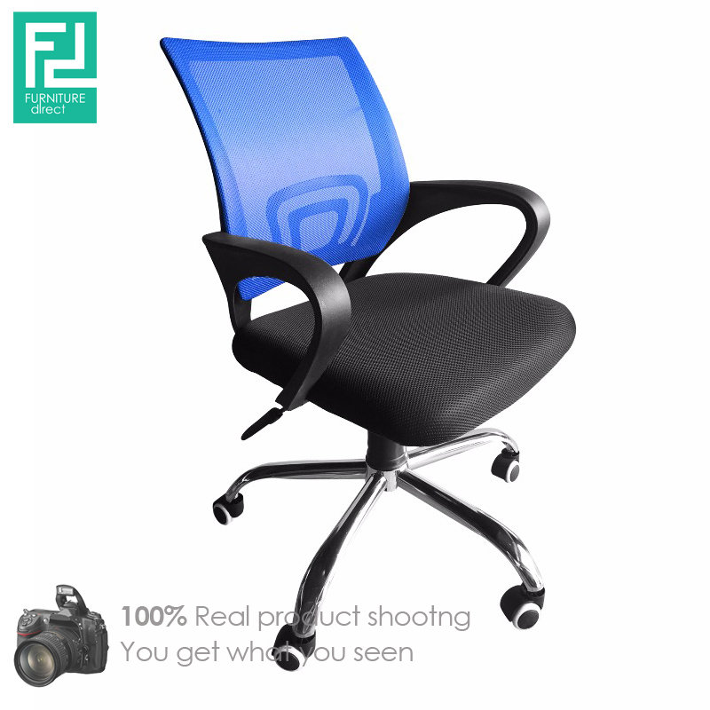 Furniture Direct breathable mesh office Chair with chrome leg - blue