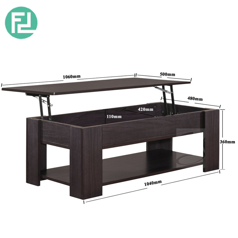 LUSAKA lift top space saving coffee table-wenge