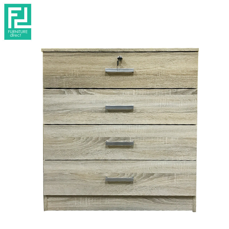 BARDON 4 drawer chest of drawers with key lock- sonoma oak
