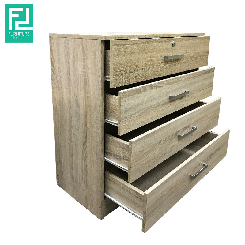 BARDON 4 drawer chest of drawers with key lock- sonoma oak