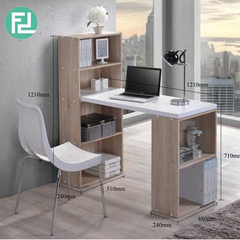 VISBY space saver study desk with bookcase-oak