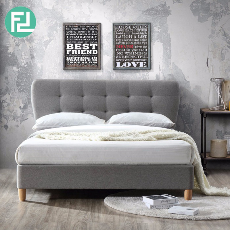 LEEDS queen size fabric bedframe- grey