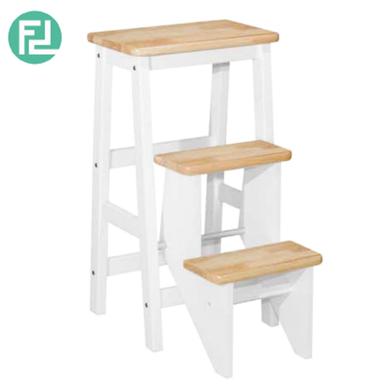 BOISE full solid rubberwood 29inc step stool- 2 tone