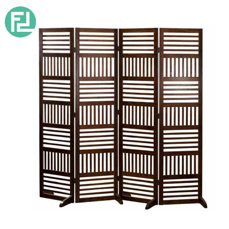 VICTORIA solid wood foldable screen divider-cappucino