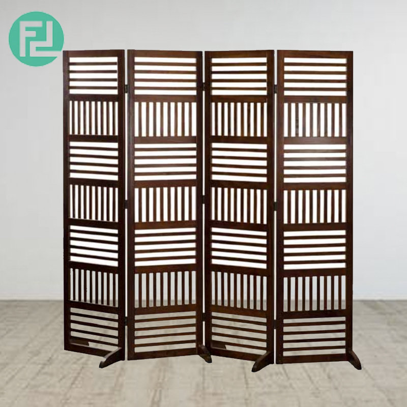 VICTORIA solid wood foldable screen divider-cappucino
