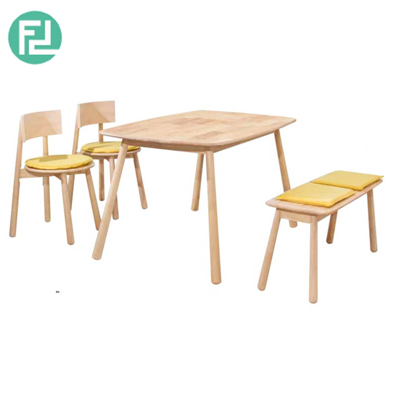 BUSAN full solid wood 4 seaters dining set with bench