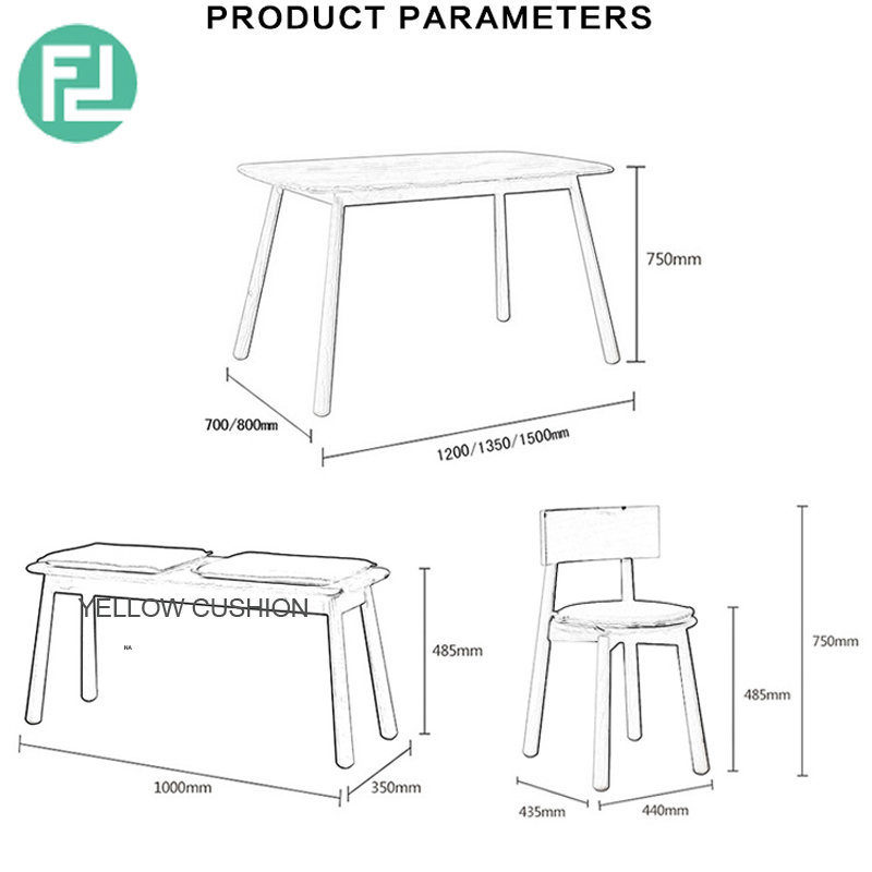 BUSAN full solid wood 4 seaters dining set with bench