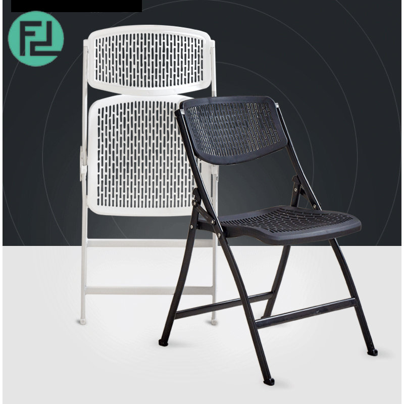 IRIS heavy duty metal folding chair- black/ white