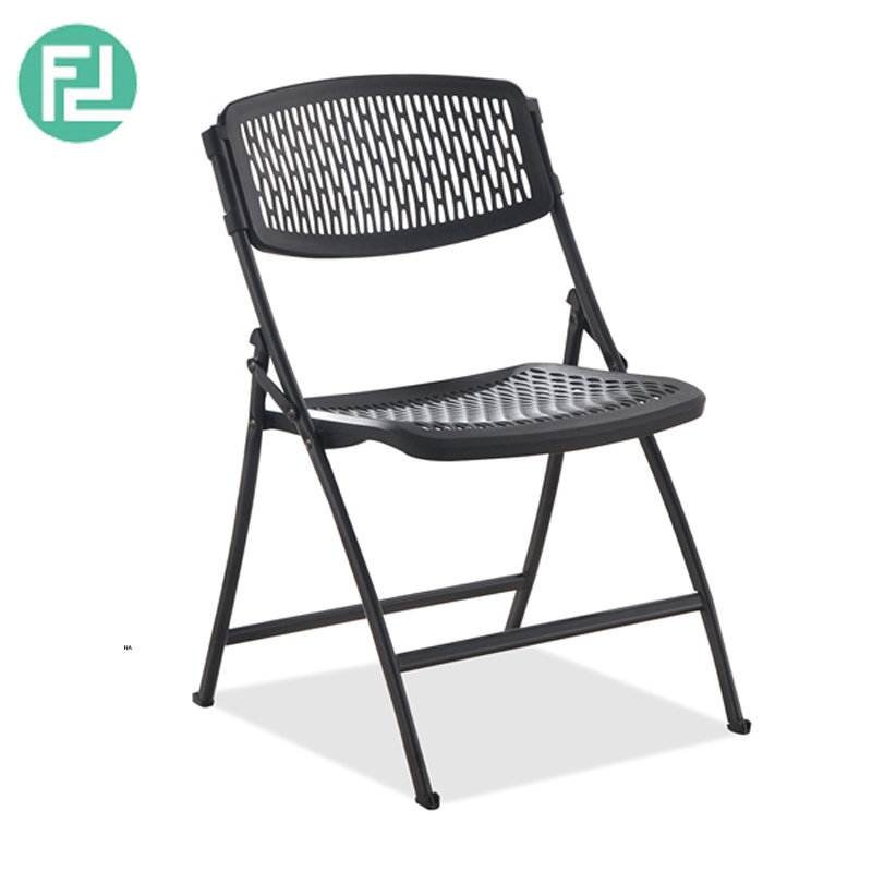 IRIS heavy duty metal folding chair- black/ white