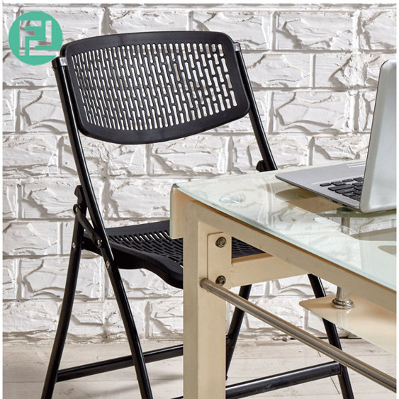 IRIS heavy duty metal folding chair- black/ white