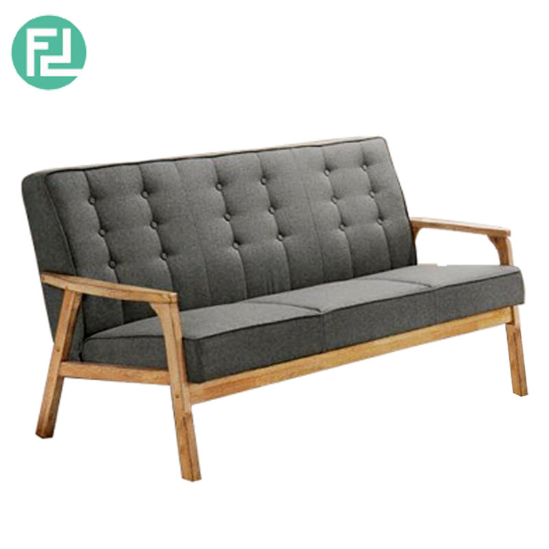 SOMERSET Solid Wood 3 Seater Fabric Sofa-Grey