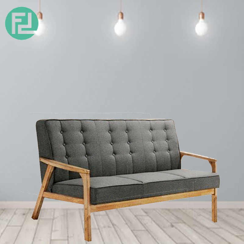 SOMERSET Solid Wood 3 Seater Fabric Sofa-Grey