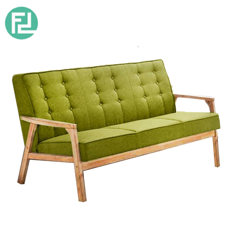 SOMERSET Solid Wood 3 Seater Fabric Sofa-Green