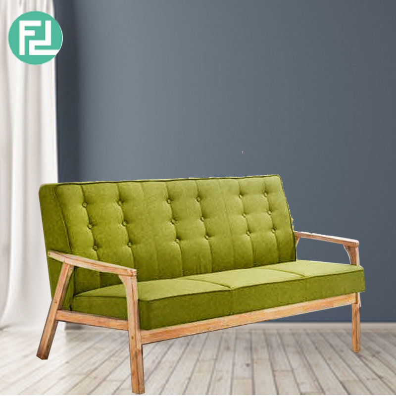 SOMERSET Solid Wood 3 Seater Fabric Sofa-Green