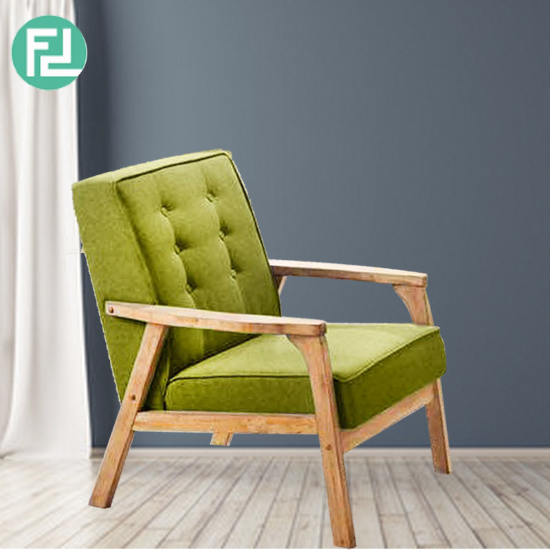 SOMERSET solid wood 1 seater cushion fabric sofa-green