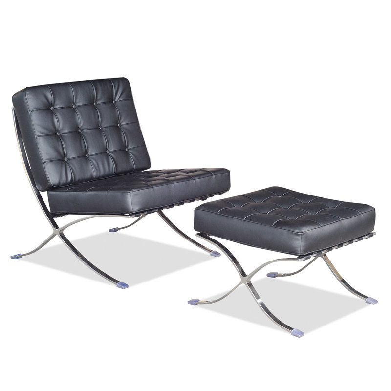BARCELONA designer lounge chair with stool